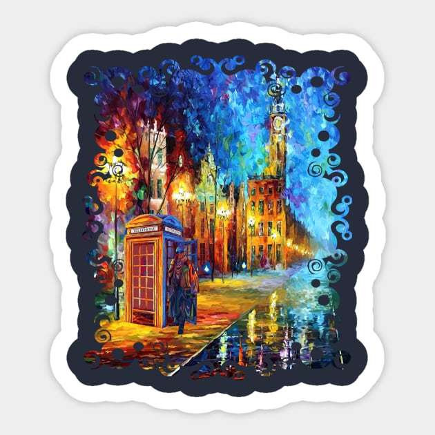 Sherlock with the big ben Starry the night Sticker by Dezigner007